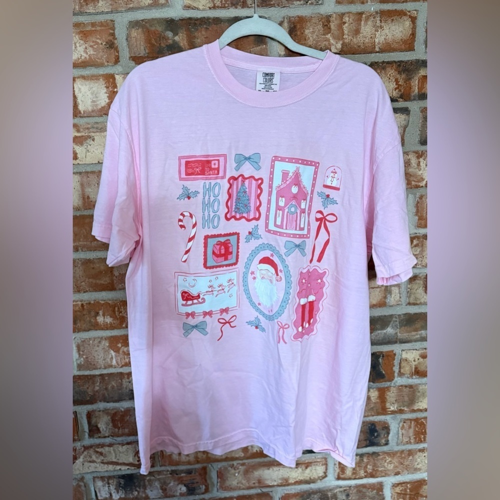 Comfort Colors Light Pink coquette Holiday Collage Graphic Tee